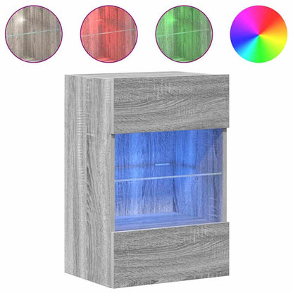 Mobili da parete con luci LED per TV 2pz Grigio Sonoma 40x30x60,5 cm