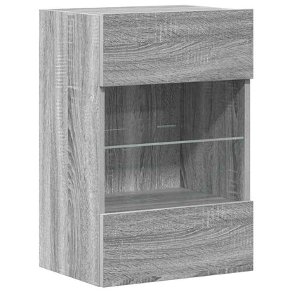 Mobili da parete con luci LED per TV 2pz Grigio Sonoma 40x30x60,5 cm