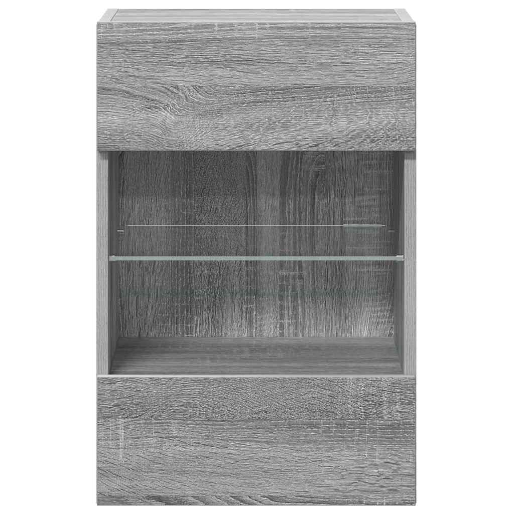 Mobili da parete con luci LED per TV 2pz Grigio Sonoma 40x30x60,5 cm
