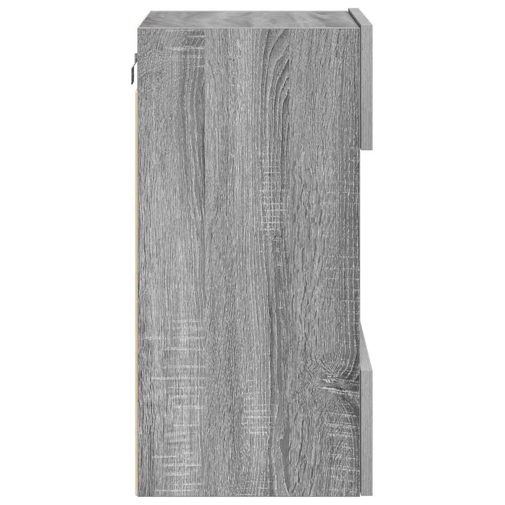 Mobili da parete con luci LED per TV 2pz Grigio Sonoma 40x30x60,5 cm