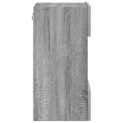 Mobili da parete con luci LED per TV 2pz Grigio Sonoma 40x30x60,5 cm