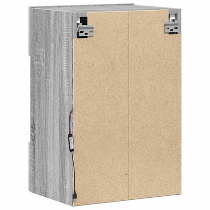 Mobili da parete con luci LED per TV 2pz Grigio Sonoma 40x30x60,5 cm
