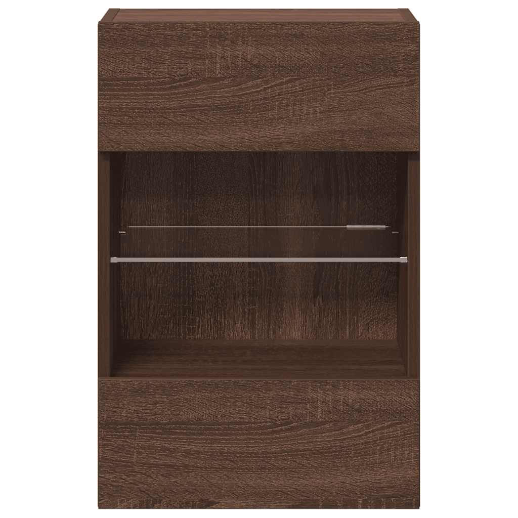 Mobili da parete con luci LED per TV 2pz Rovere Marrone 40x30x60,5cm