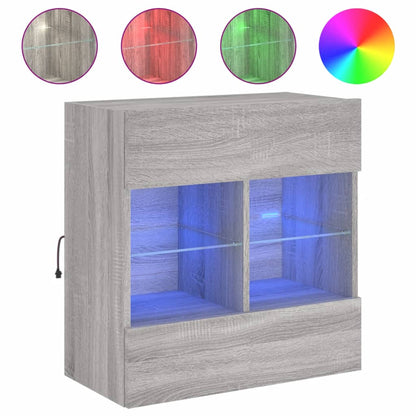 Mobile TV a Parete con Luci LED Grigio Sonoma 58,5x30x60,5 cm - homemem39