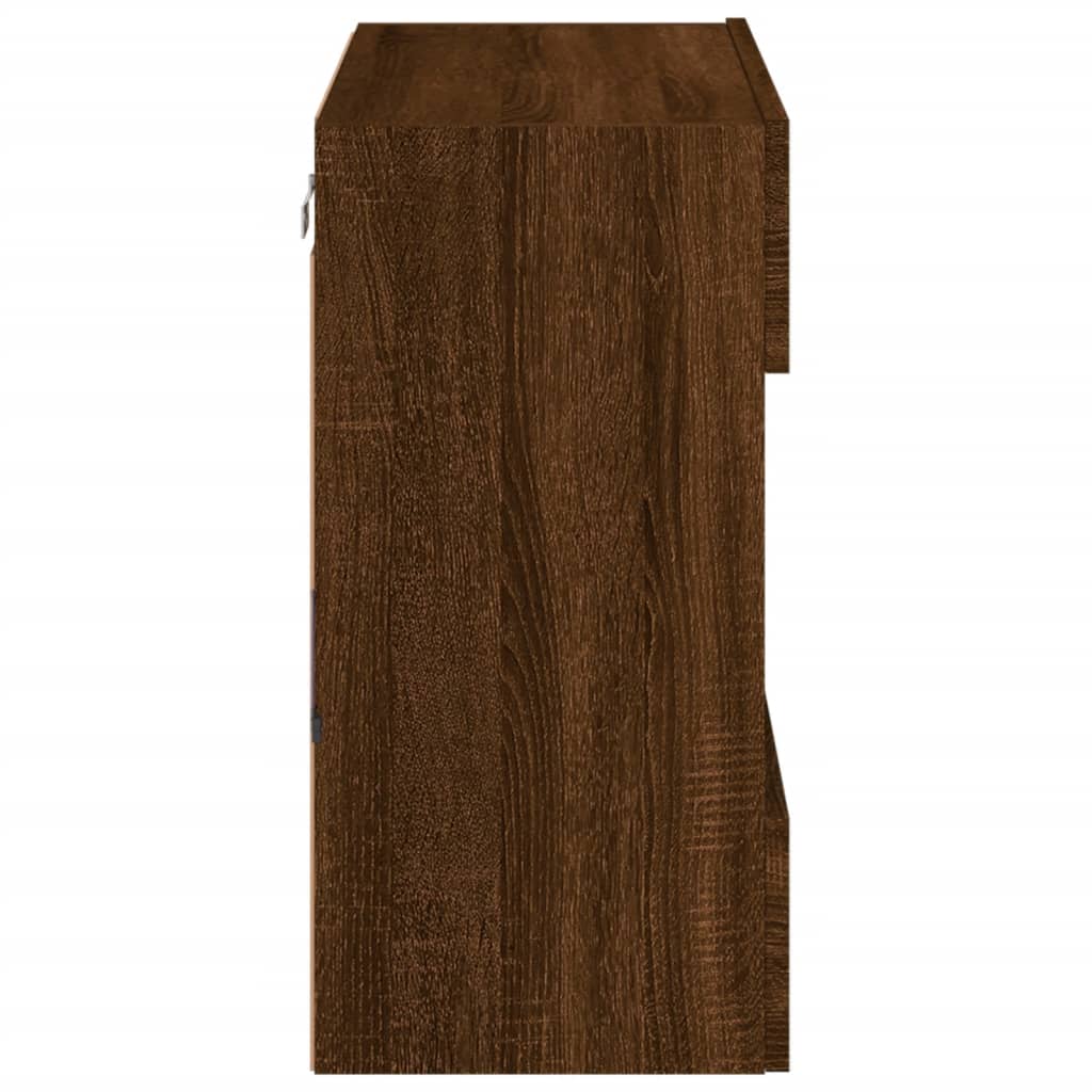 Mobile TV a Parete con Luci LED Rovere Marrone 58,5x30x60,5 cm - homemem39