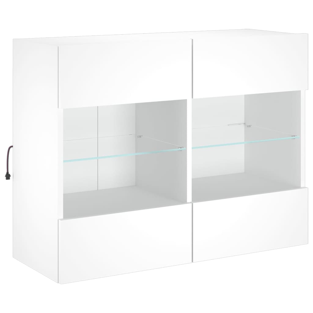 Mobile TV a Parete con Luci LED Bianco 78,5x30x60,5 cm - homemem39