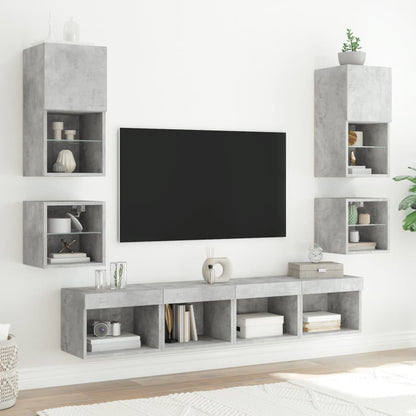 Comodini con Luci LED a Parete 2pz Grigio Cemento | homemem39
