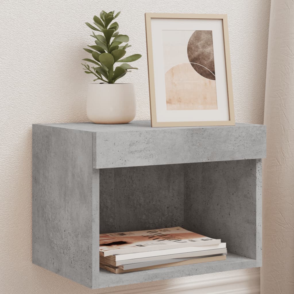 Comodini con Luci LED a Parete 2pz Grigio Cemento | homemem39