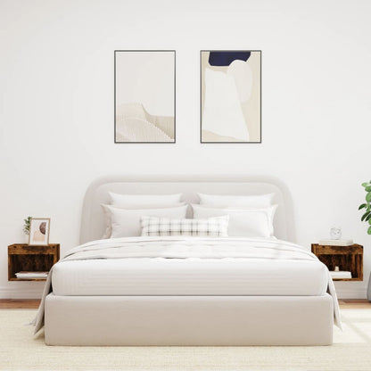 Comodini con Luci LED a Parete 2pz Rovere Fumo - homemem39