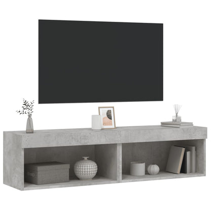 Mobili TV con Luci LED 2pz Grigio Cemento 60x30x30 cm