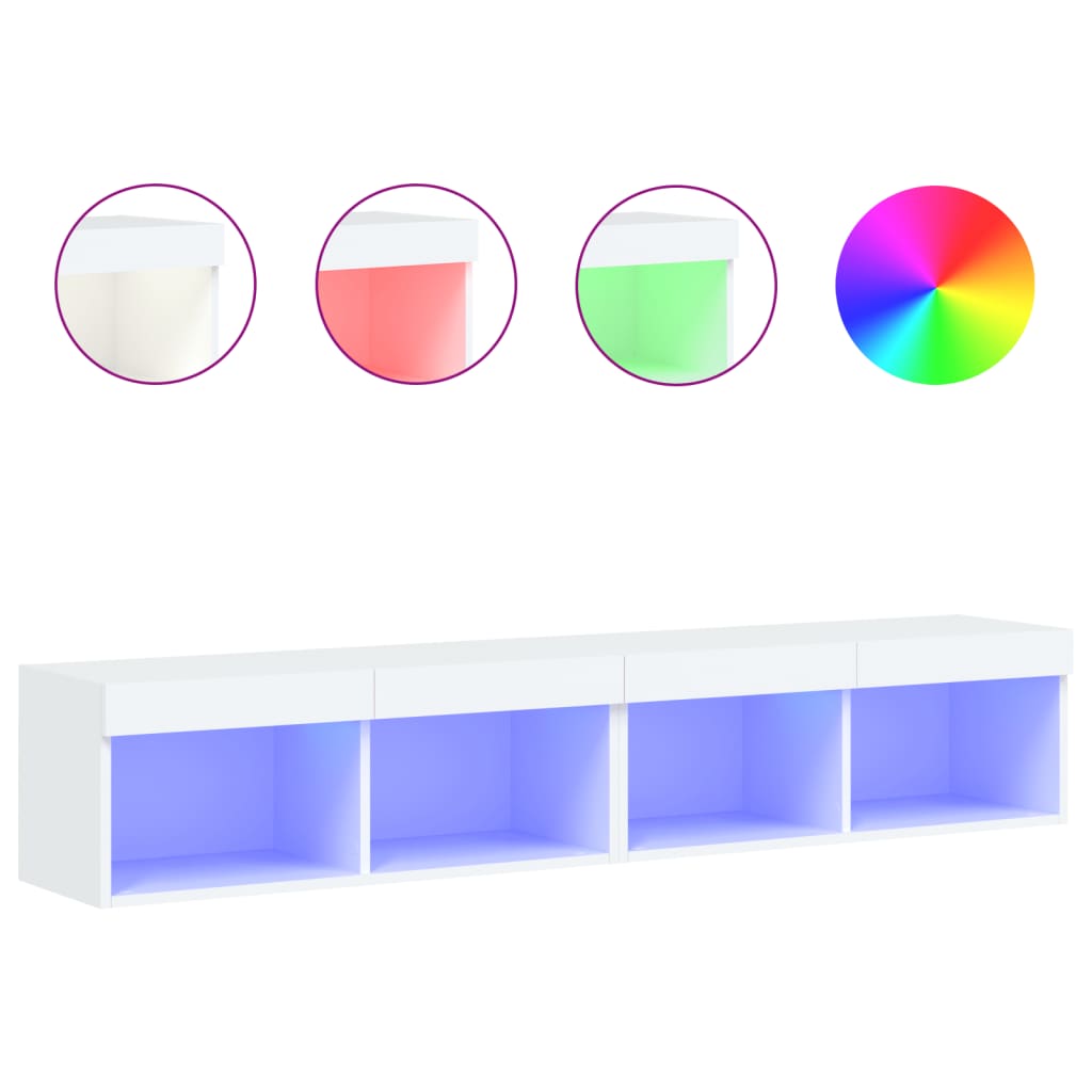 Mobili Porta TV con Luci LED 2 pz Bianchi