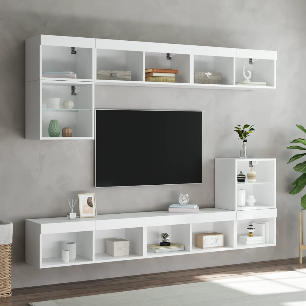 Mobili Porta TV con Luci LED 2 pz Bianchi