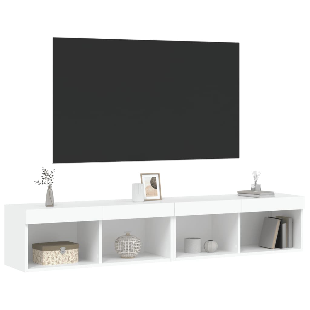 Mobili Porta TV con Luci LED 2 pz Bianchi 80x30x30 cm - homemem39
