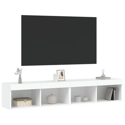 Mobili Porta TV con Luci LED 2 pz Bianchi 80x30x30 cm - homemem39