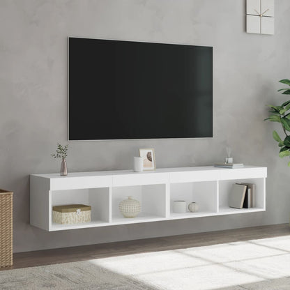 Mobili Porta TV con Luci LED 2 pz Bianchi