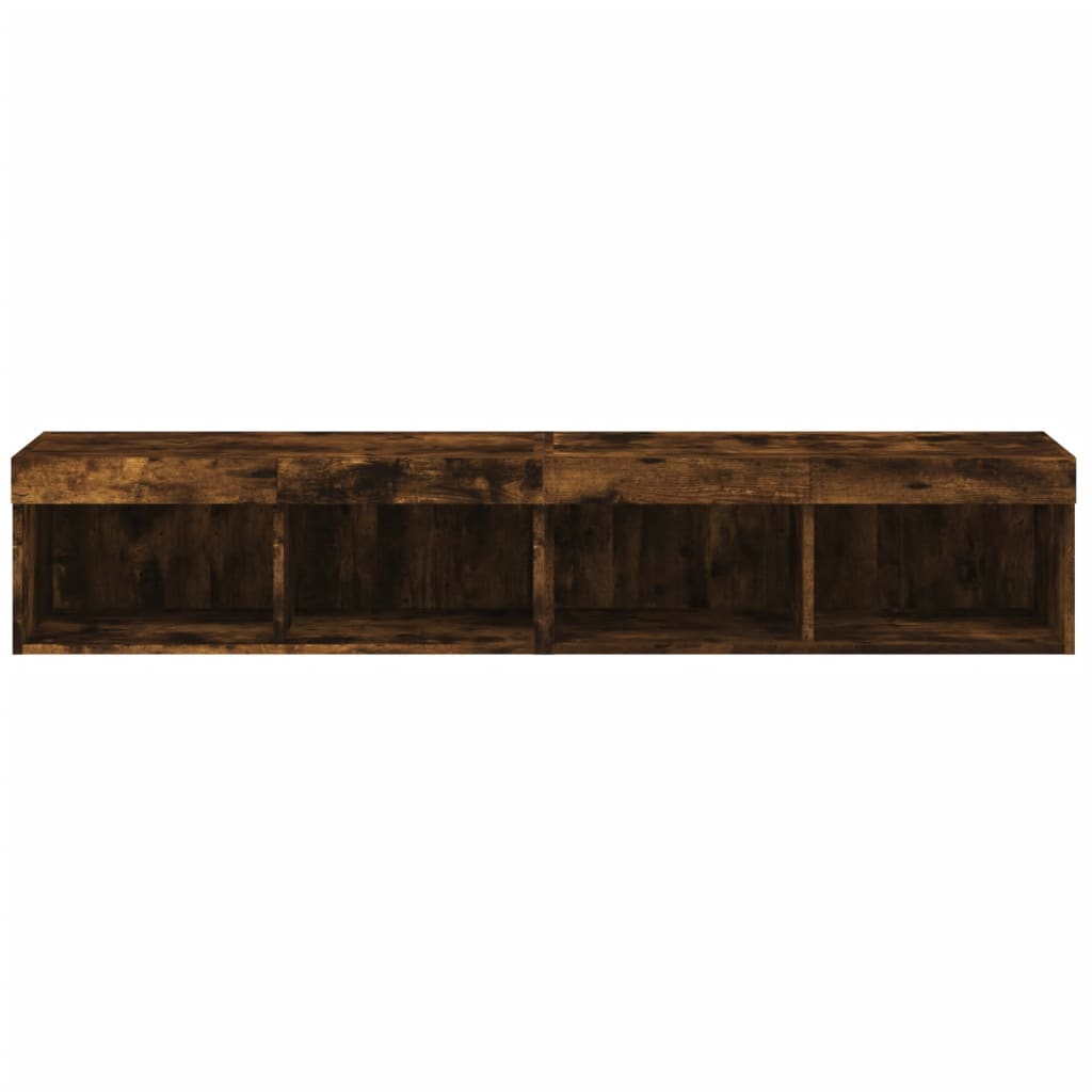 Mobili Porta TV con Luci LED 2 pz Rovere Fumo 80x30x30 cm | homemem39