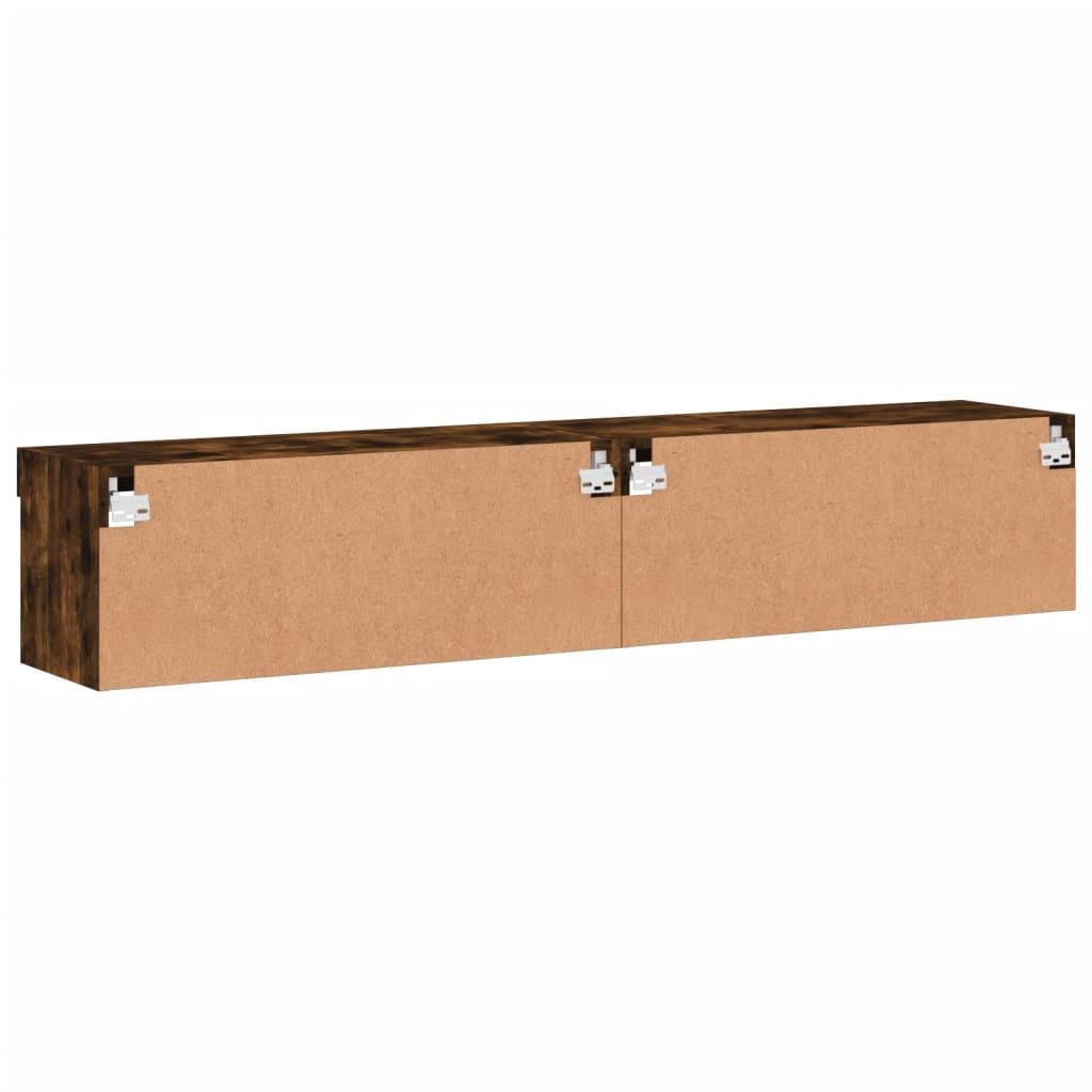 Mobili Porta TV con Luci LED 2 pz Rovere Fumo 80x30x30 cm | homemem39