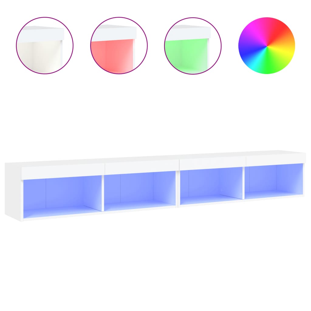 Mobili Porta TV con Luci LED 2 pz Bianchi
