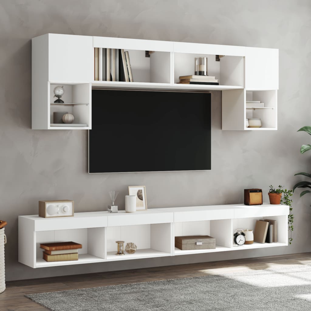 Mobili Porta TV con Luci LED 2 pz Bianchi