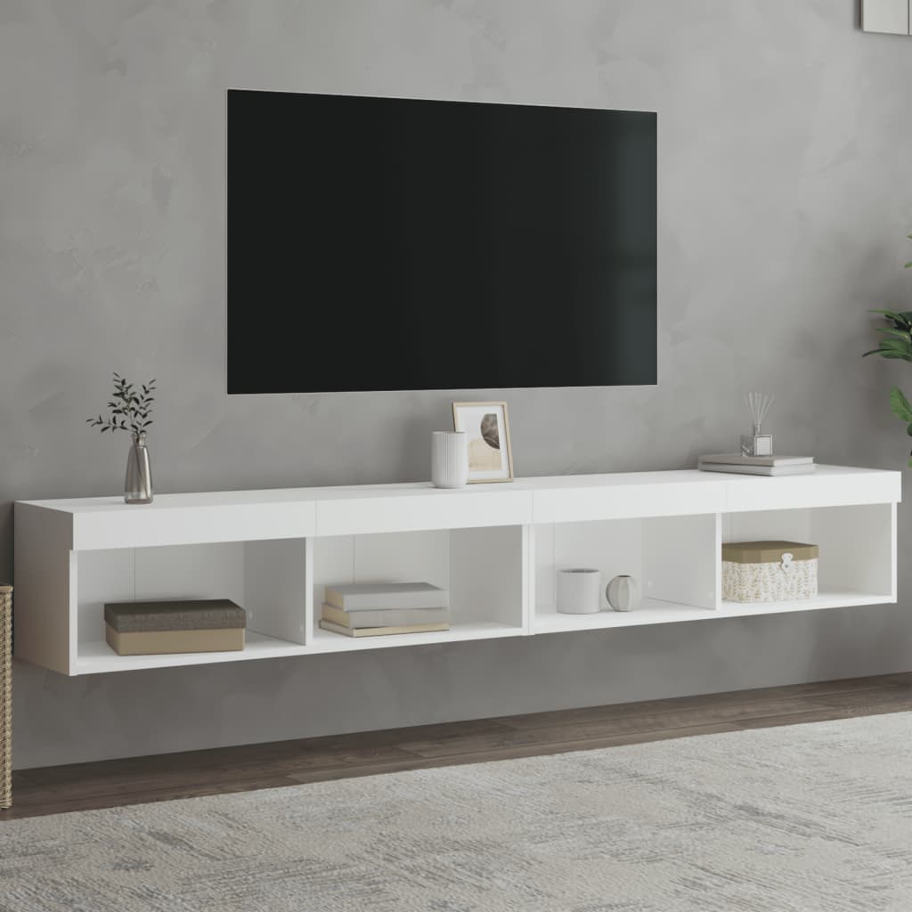 Mobili Porta TV con Luci LED 2 pz Bianchi