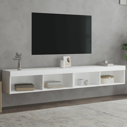 Mobili Porta TV con Luci LED 2 pz Bianchi