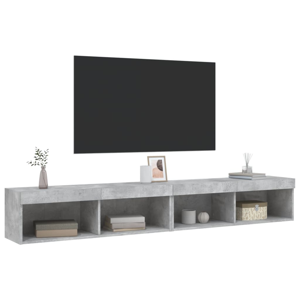 Mobili TV con Luci LED 2pz Grigio Cemento 100x30x30 cm