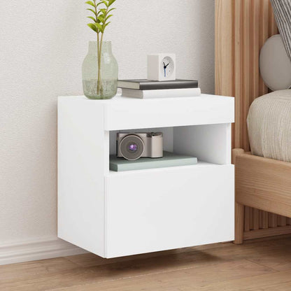 Mobili TV a Parete con Luci LED 2pz Bianchi