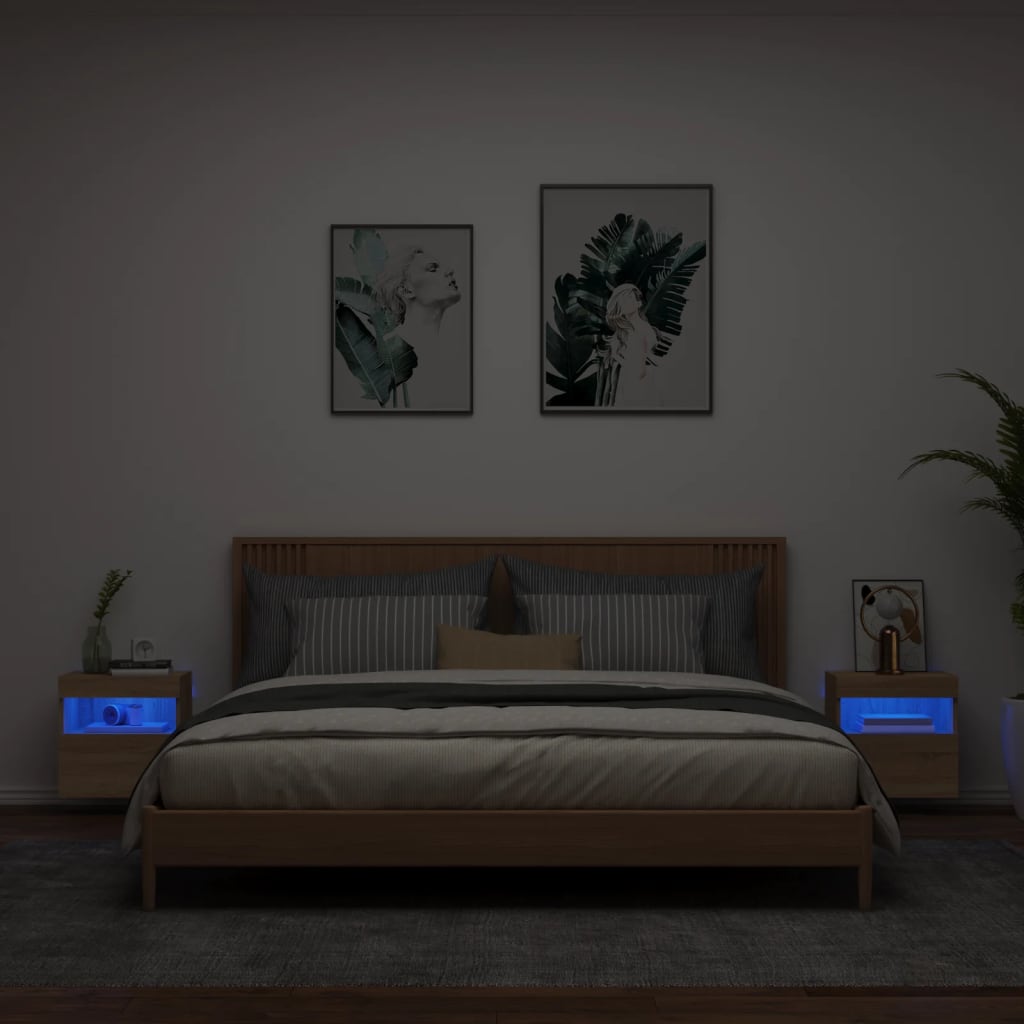 Mobili TV a Parete con Luci LED 2pz