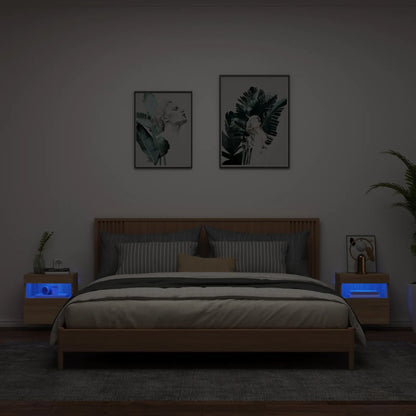 Mobili TV a Parete con Luci LED 2pz