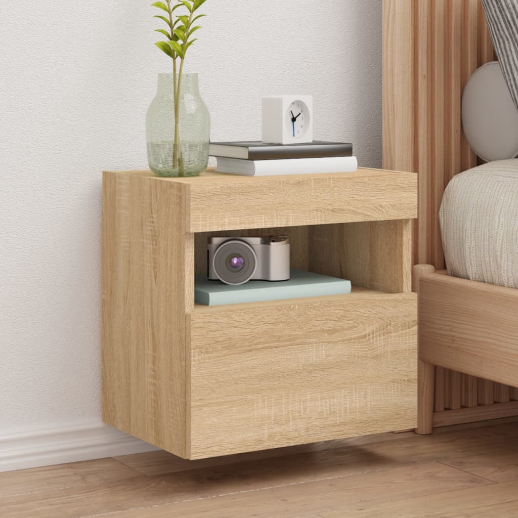 Mobili TV a Parete con Luci LED 2pz