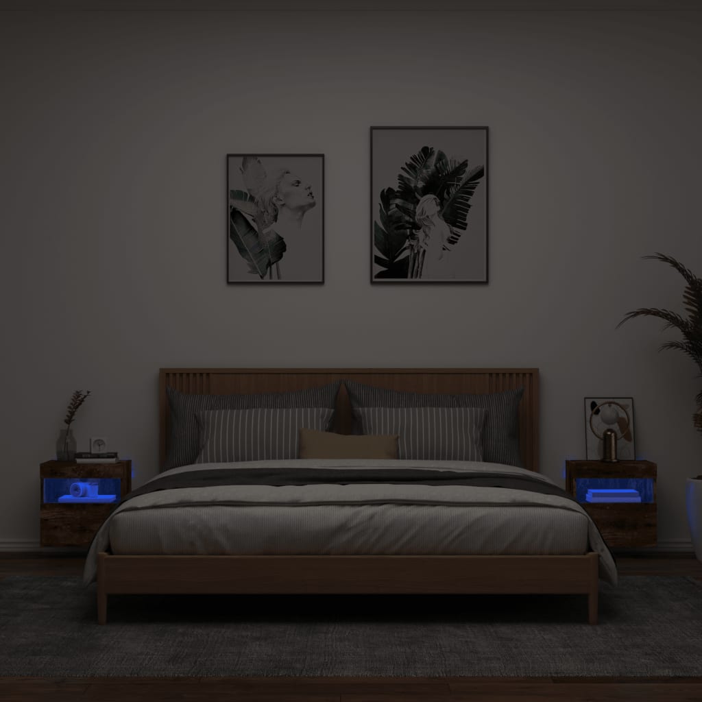 Mobili TV a Parete con Luci LED 2pz