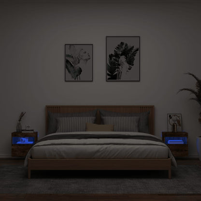 Mobili TV a Parete con Luci LED 2pz