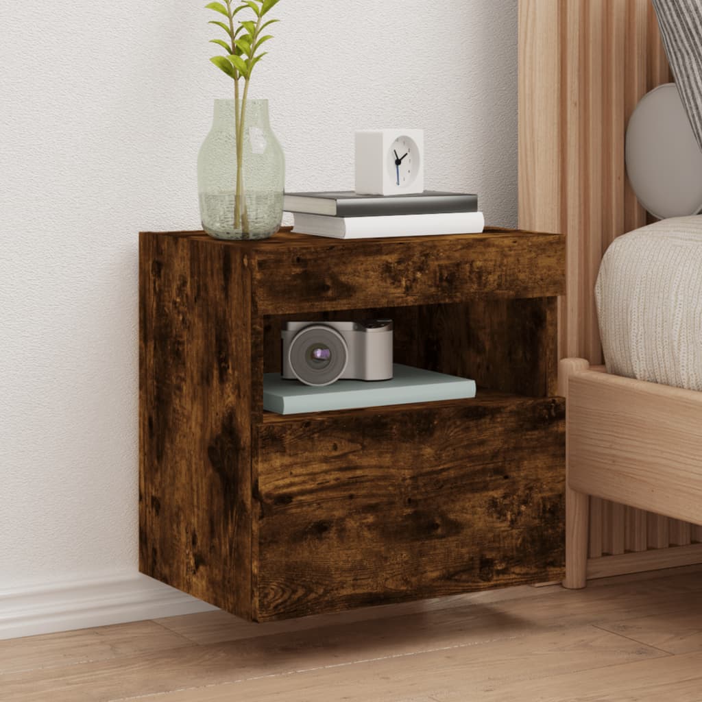 Mobili TV a Parete con Luci LED 2pz
