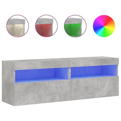 Mobili TV a Parete con Luci LED 2pz