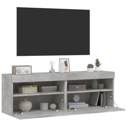 Mobili TV a Parete con Luci LED 2pz Grigio Cemento 60x30x40 cm - homemem39