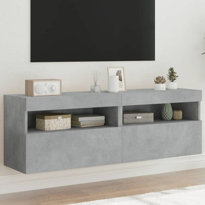 Mobili TV a Parete con Luci LED 2pz