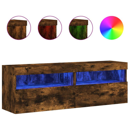 Mobili TV a Parete con Luci LED 2pz