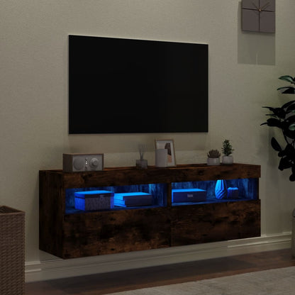 Mobili TV a Parete con Luci LED 2pz