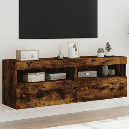 Mobili TV a Parete con Luci LED 2pz