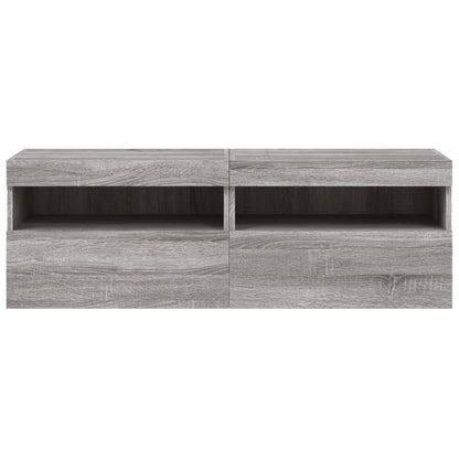 Mobili TV a Parete con Luci LED 2pz Grigio Sonoma 60x30x40 cm