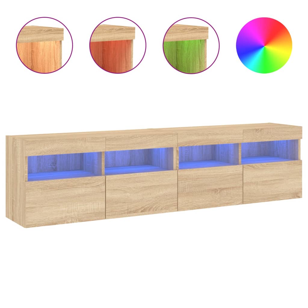 Mobili TV a Parete con Luci LED 2pz