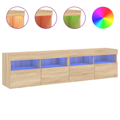 Mobili TV a Parete con Luci LED 2pz