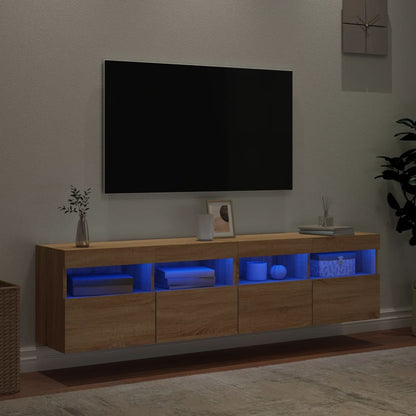 Mobili TV a Parete con Luci LED 2pz