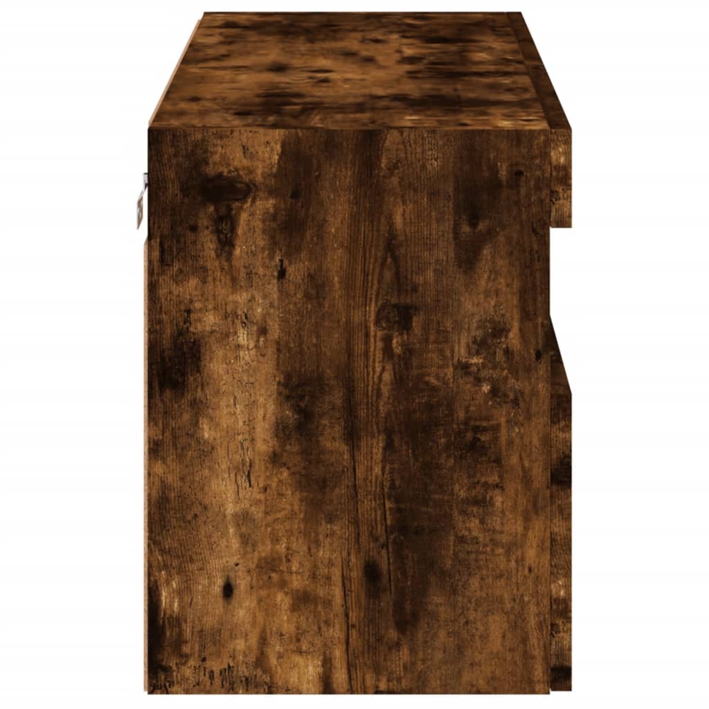 Mobile TV a Parete con Luci LED Rovere Fumo 80x30x40 cm | homemem39
