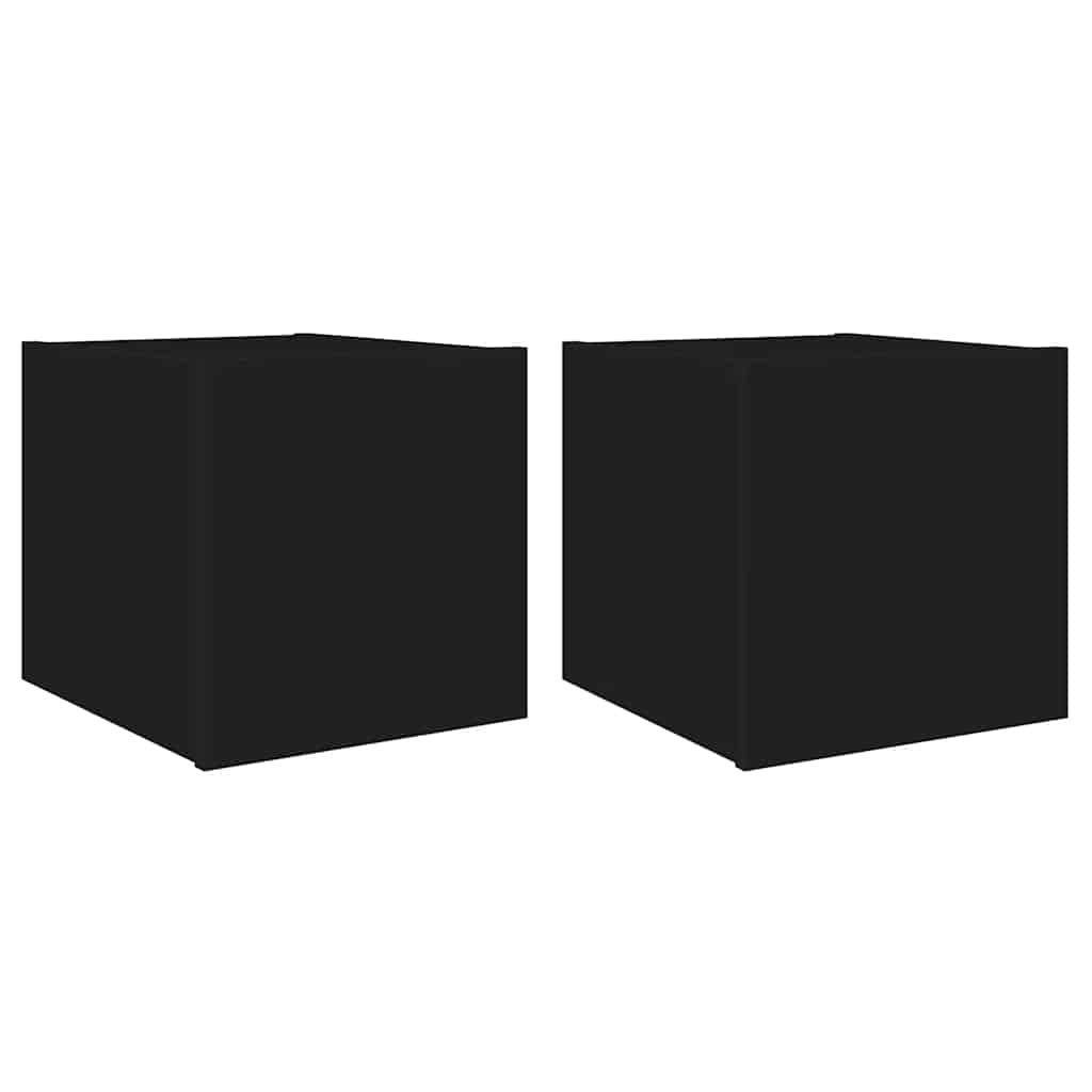 Mobili TV a Parete con Luci LED 2pz Neri