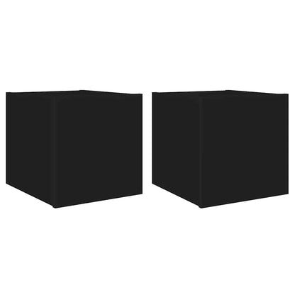 Mobili TV a Parete con Luci LED 2pz Neri