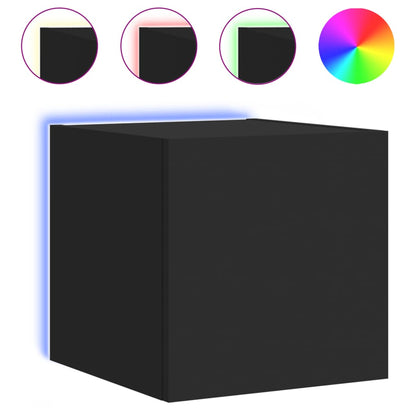 Mobili TV a Parete con Luci LED 2pz Neri 30,5x35x30 cm - homemem39