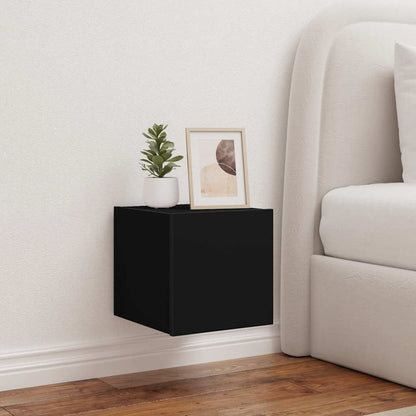 Mobili TV a Parete con Luci LED 2pz Neri