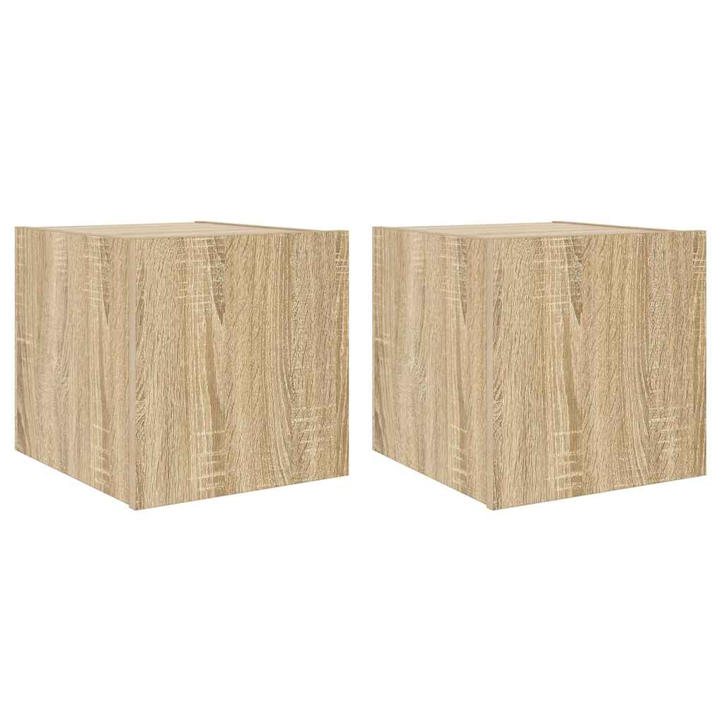 Mobili TV a Parete con Luci LED 2pz