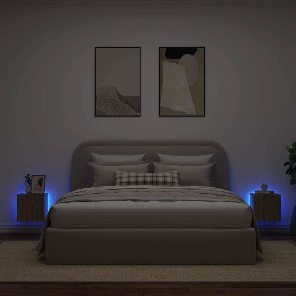 Mobili TV a Parete con Luci LED 2pz